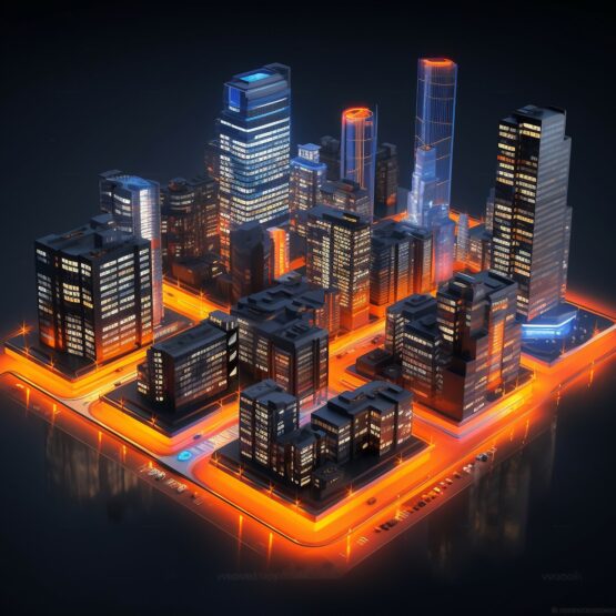 isometric-view-3d-rendering-neon-city